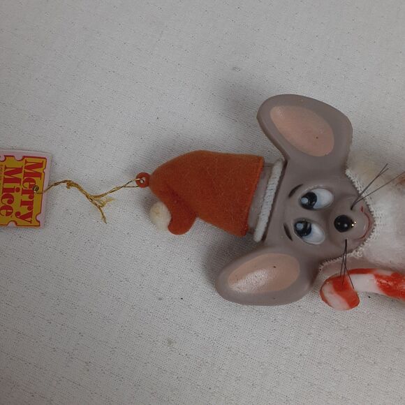 Merry Mice 1979 Vintage 5" Mouse with Red Christmas Santa Suit & Candy Cane - Picture 6 of 12